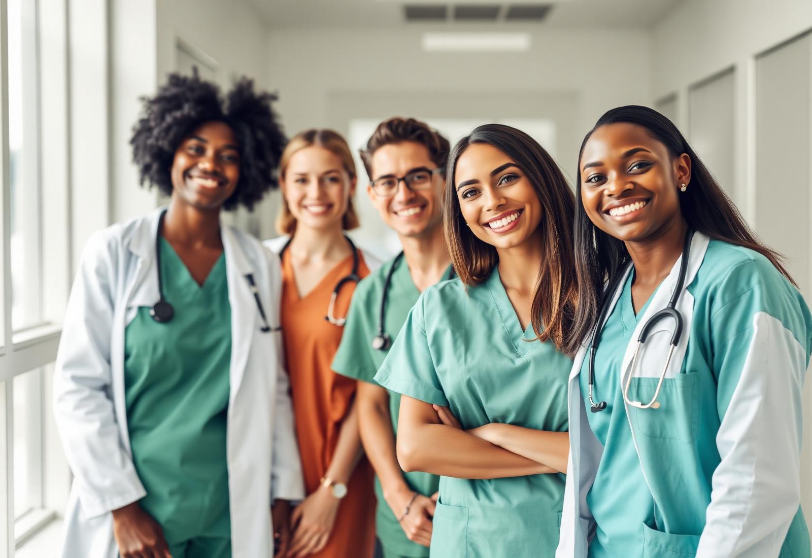 Diverse team of international healthcare professionals
